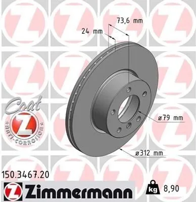 Produktbild von 2x ZIMMERMANN Bremsscheibe 150.3467.20 für BMW 3 Touring (E91) 3 Limousine (E90)