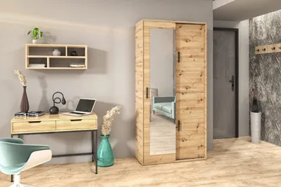 Obrázek produktu pro Šatní skříň se zrcadlem 100 cm AUREVIA - dub artisan