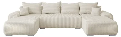 Produktbild von MIRJAN24 Ecksofa Ubo U mit Bettkasten und Schlaffunktion, Seite universal, Rückenlehne in Form beweglicher Kissen (Farbe: Ambience 02)
