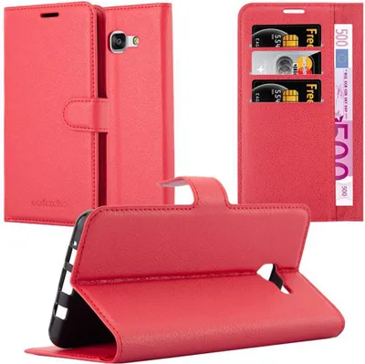 Produktbild von Cadorabo Hülle für Samsung Galaxy A7 2016 Schutz Hülle in Rot Handyhülle Etui Case Cover Magnetverschluss