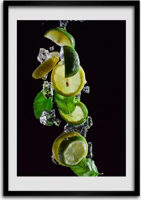Produktbild von Bild - Bilderrahmen - Foto - 70 cm x 100 cm - MDF - Rahmen - Wandkunst - Limette und Zitrone
