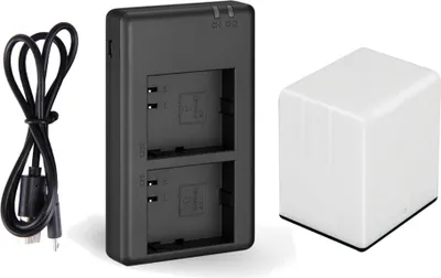 Produktbild von Set-Angebot: 2-fach Ladegerät für Netgear / Arlo Go + Li-Ion Akku (7,2V / 3000mAh) - ersetzt DU-A1, DU-A2, A-2 / Ladestation mit Micro-USB Kabel