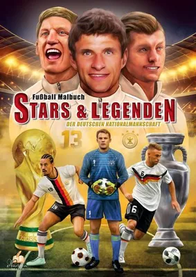 Immagine prodotto di Fußball-Malbuch STARS & LEGENDEN der deutschen Nationalmannschaft ab 6 Jahren mit 50 Motiven zum Ausmalen - ohne Spielersteckbrief