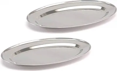 Immagine prodotto di 2 piatti da portata ovali in acciaio inox 34 cm