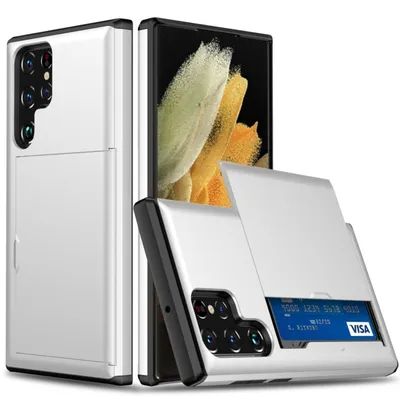 Immagine prodotto di Custodia protettiva per Samsung Galaxy S22 Ultra 5G con scomparto per carte, colore: bianco
