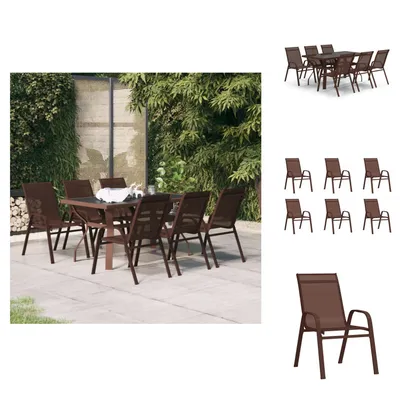 Produktbild von vidaXL 7-tlg. Garten-Essgruppe Braun und Schwarz -  Gartenmöbel-Sets