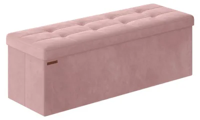 Produktbild von Pastellrosa Aufbewahrungsbank – Samt – MDF – 131 l – 38 x 110 x 38 cm
