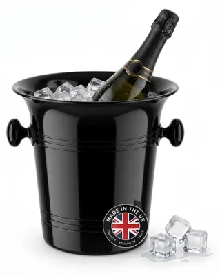 Weinkühler 3,5 L, Eiskübel aus Edelstahl, Schwarz