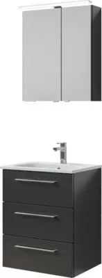 Produktbild von Badmöbel-Set Pelipal Sunline 121 BxHxT 61 x 200 x 46 cm Frontfarbe anthrazit mit Mineralguss-Waschtisch Waschtischunters