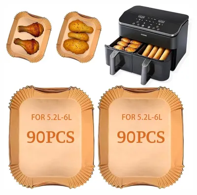 Produktbild von Backpapier für Heißluftfritteusen - 180 Stück Einweg-Papierförmchen - Zubehör für 8,5L bis 9L Airfryer - Rund 20 cm Durchmesser