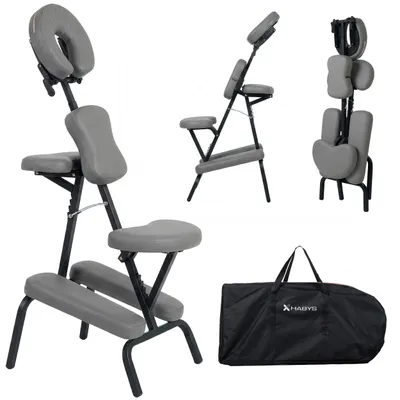 Image de Fauteuil de massage HABYS Flexo | Fauteuil de thérapie mobile, appui-tête 2D, léger | Pour la kinésithérapie, le massage et le travail sur site | Portable, pliable | Gris