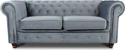 Produktbild von Sofa Chesterfield Asti 2-Sitzer, Couchgarnitur 2-er, Sofagarnitur, Couch mit Holzfüße, Polstersofa - Glamour Design, Velours (Grau (Velvet 10))