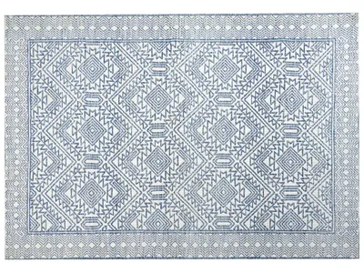 Produktbild von BELIANI Teppich Blau / Weiß 160 x 230 cm Rechteckig Geometrisches Muster für Wohnzimmer Schlafzimmer Flur