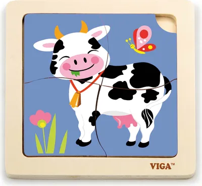 Obrázok produktu pre Drevené puzzle pre deti Viga 4 diely Krava