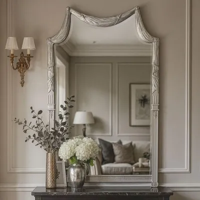 Produktbild von Casa Padrino Luxus Barock Massivholz Spiegel Silber H. 135 cm -  Italy