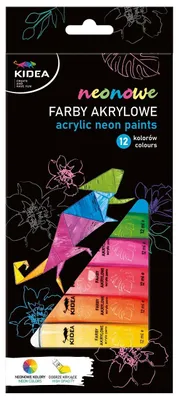 Immagine prodotto di Vernici acriliche al neon 12 colori 12 ml Kidea