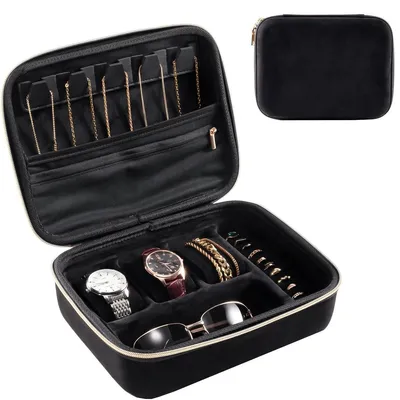 Image de Boîte à montres de voyage - Organiseur - Noir - 3 emplacements pour montres - Coque rigide