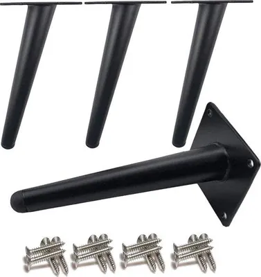 Produktbild von Famanu Tischbeine Set 4 Stück - Schräg, Metall, Schwarz, 25 cm