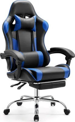 Produktbild von Gaming-Stuhl, Computer-Gaming-Stuhl mit Fußstütze, verstellbarer ergonomischer Bürostuhl,Kunstleder, geeignet für Büros,Arbeitszimmer, Spielzimmer