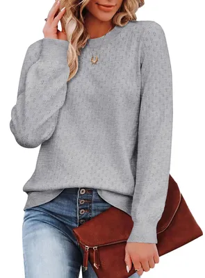 Produktbild von Damen Strickpullover Langarm Warm Elegant Weich Grau S