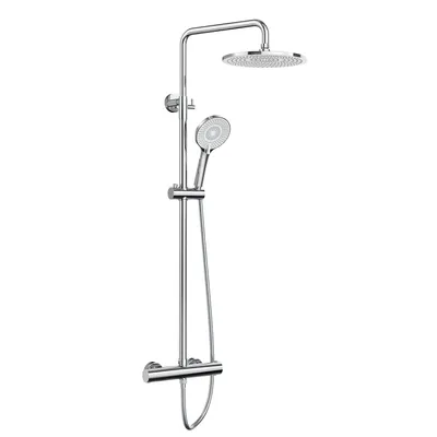 Immagine prodotto di Sistema doccia Rainsworth con termostato, doccia a pioggia rotonda in ABS da 25 cm, soffione a 3 modalità di getto, set doccia 92-126 cm, cromo