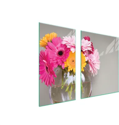 Produktbild von Herdabdeckplatten 2 teilig 90x52 Glaskeramikkochfeld Abdeckung Glas Schneidebrett Gerbera Bunt