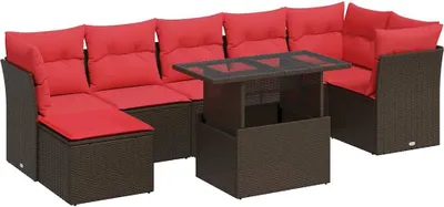 Immagine prodotto di vidaXL Set di divani da giardino 8 pezzi con cuscini in poly rattan acacia marrone