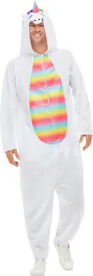 Produktbild von Einhorn-Kostüm für Erwachsene Onesie Faschingskostüm weiss-bunt