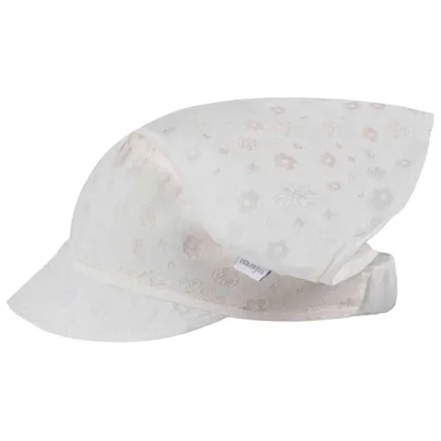 Produktbild von Kopftuch Sommer Mütze Schirmmütze Mädchen Blumen, Creme, Gr. 50-52