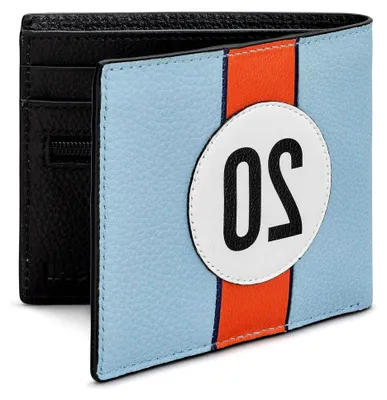 Produktbild von Race Car Livery #20 Herren Leder b枚rse von Echtes Blau & Schwarz Leder b枚rse RFID Blocking Wallet Slim Wallet f眉r M盲nner