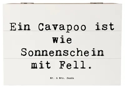 Produktbild von Mr. & Mrs. Panda Geschenkbox Spruch Cavapoo Sonnenschein 22 x 15 cm - Weiß - Geschenk, Hunderassen Vielfalt, Erinnerungsbox, Eigenschaften, Aufbewahrungsbox aus Holz, Box