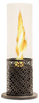 Image de Tolosa - Cheminée au bioéthanol de table pour l'intérieur et l'extérieur ø20 x H49,5 cm, couleur noir or