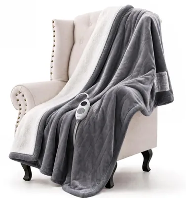 Immagine prodotto di Coperta elettrica con spegnimento automatico, coperta riscaldante con 6 livelli di temperatura e timer di 10 ore, color grigio chiaro