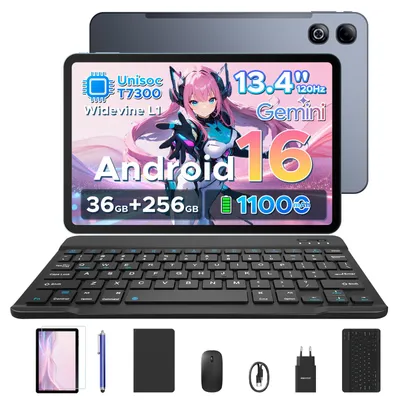 Produktbild von DOOGEE U13 Pro Tablet Android 16, 13,4 Zoll, 36 (6+30) GB + 256 GB(bis 2TB erweiterbar), 120Hz, 11.000 mAh/18 W, Gemini AI, Widevine L1,Tastatur-Set