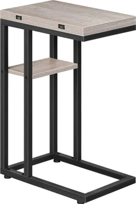 Produktbild von Klappbarer Beistelltisch, Nachttisch, Laptopständer, Grau/Schwarz, Klein