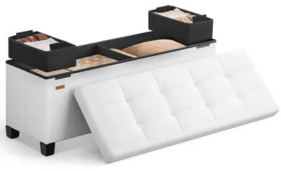 Image de SONGMICS, tabouret de rangement, dimensions 38 x 110 x 40 cm, capacité de charge jusqu'à 300 kg