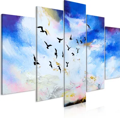 Produktbild von Italienischer Leinwand Leinwandbild - Autumn Is Coming (5 Parts) Wide 200x100 cm Landschaften g-A-0199-b-m