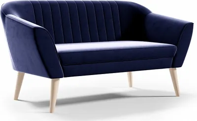 Obrázek produktu pro BETTSO Klasická 2místná pohovka Skandinávský design Dřevěné nohy Elegantní pohovka Čalouněná pohovka do obývacího pokoje PIRS 2 Tmavě modrá Modrá Námořnická modř
