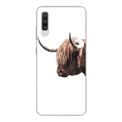 Produktbild von MuchoWow® Handyhülle Schutzhülle Hülle für Samsung Galaxy A70 Schottischer Highlander - Hoorn - Porträt Silikon Softcase Handy Hülle - Schutzhaube