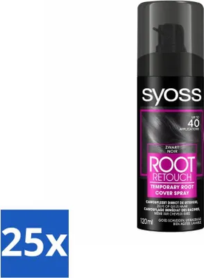 Produktbild von SYOSS - Ansatzspray Schwarz - Ansatzspray - Farbschutz - Sofortige Grauabdeckung - Vorteilspack - 25 Stücke
