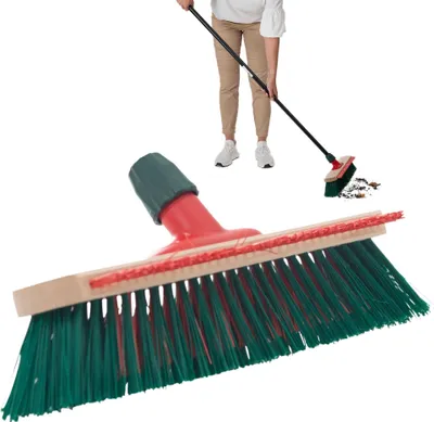 Produktbild von Novaliv Gartenbesen Elaston 40 cm Besenkopf mit Kratzleiste Elaston Borsten Ideal als Besen draußen Straßenbesen harte borsten Terassenbesen Hofbesen Stallbesen Kehrbesen Industriebesen Outdoor broom