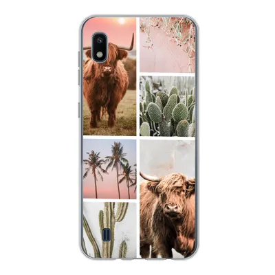 Produktbild von MuchoWow® Handyhülle Schutzhülle Hülle für Samsung Galaxy A10 Schottischer Highlander - Sukkulente - Pastell Silikon Softcase Handy Hülle - Schutzhülle