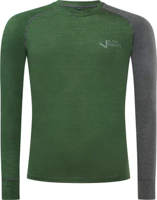 Produktbild von BLACK CREVICE - Herren Langarmshirt aus Merino Wolle | Funktionsunterwäsche | Base Layer | Farbe: Grün/Anthrazit | Gr: 3XL