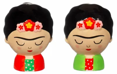 Salz- und Pfefferstreuer Frida, handbemalt, Dolomit, 5,5 x 5,5 x 7 cm