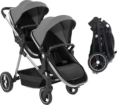 Produktbild von Zwillingsbabytrage, kompaktes Design, leichtes Gewicht, Dunkelgrau