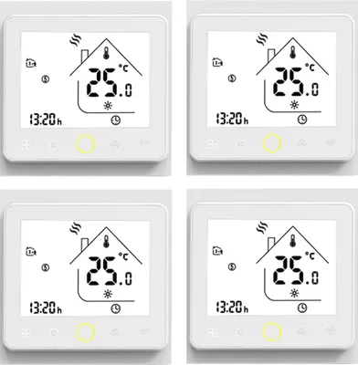 Zdjęcie produktu dla 4X Inteligentny termostat pokojowy 5A Ogrzewanie podłogowe Ogrzewanie wodne Ogrzewanie ścienne Termostat Intellight Regulator temperatury bez WiFi, Biały termometr wewnętrzny