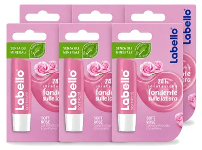 Image de 6 baumes à lèvres Labello Soft Rosé - 4,8 g - Pack économique - 6 pièces