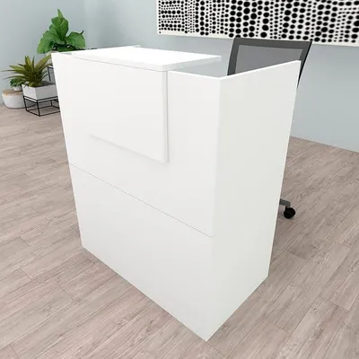 Productafbeelding van Oja ontvangstbalie, receptiebalie, 100 x 50 * 107 cm, hout. Receptiebalies, ontvangsttafel, supermarkt, winkel, schoonheidssalon, kapperszaak, kassa, kantoormeubilair, winkelbalie, receptiemobiel, wit
