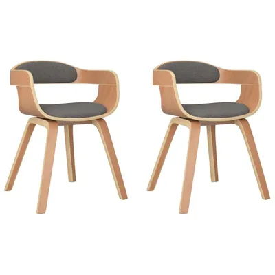 Image de vidaXL Chaise de salle à manger 2 pcs. Gris clair Bois courbé et tissu