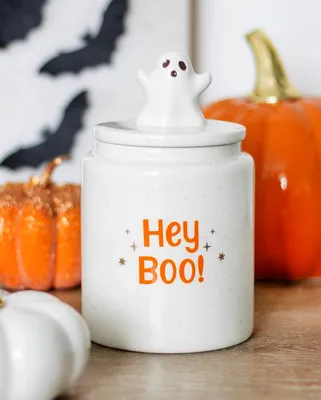 Produktbild von „HEY BOO“ Weißer Halloween Vorratsbehälter aus Keramik 17 cm